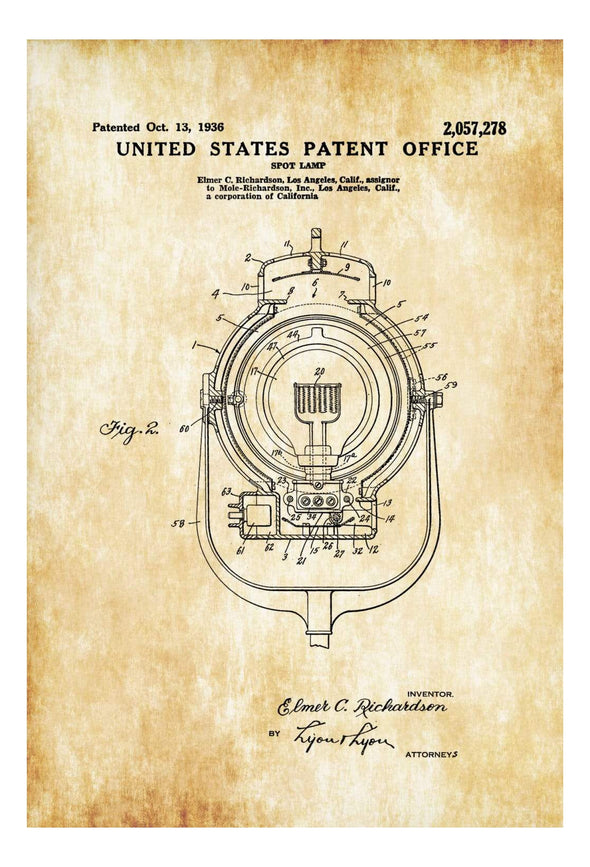 Movie Spot Light Patent - Patent Print, Wall Decor, Home Theater Decor, Movie Room Decor, Hollywood Decor, Director Gift, Stage Lights