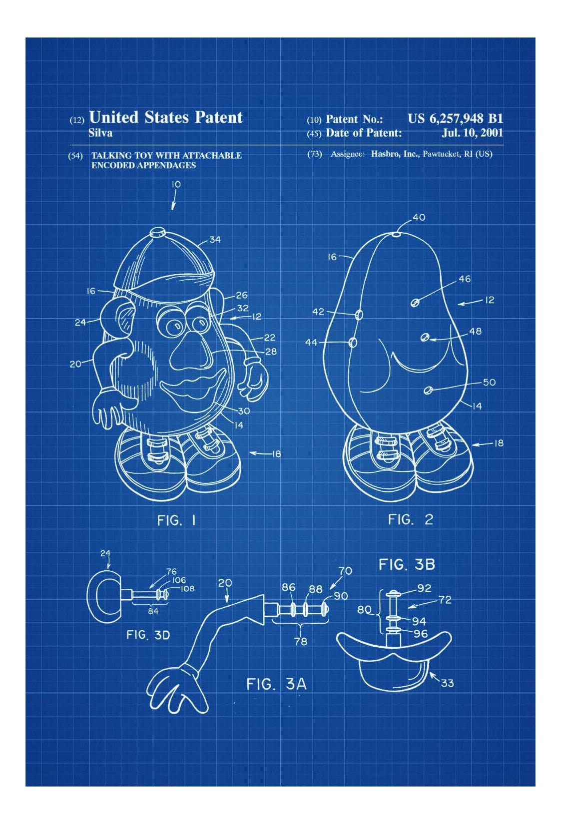 Mr. Potato Head - Patent Art Print - Blueprint — Fresh Prints of CT