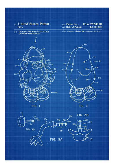 Mr. Potato Head Patent - Patent Print, Wall Decor, Toy Figure, Toy Poster, Toy Patent, Kids Room Decor, Nursery Decor, Toy Story mws_apo_generated mypatentprints Blueprint #MWS Options 1518840363 
