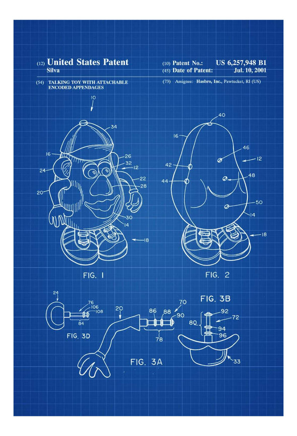 Mr. Potato Head Patent - Patent Print, Wall Decor, Toy Figure, Toy Poster, Toy Patent, Kids Room Decor, Nursery Decor, Toy Story mws_apo_generated mypatentprints Blueprint #MWS Options 1518840363 