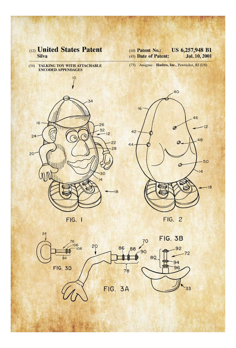 Mr. Potato Head Patent - Patent Print, Wall Decor, Toy Figure, Toy Pos ...