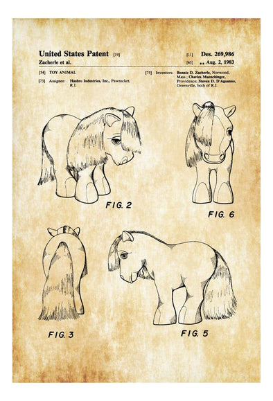 My Little Pony Patent Poster - Patent Print, Wall Decor, Kids Room Wall Art, Retro Toys, Vintage TV, Girls Room Decor, Play Room Art mws_apo_generated mypatentprints Parchment #MWS Options 3266358085 