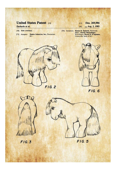My Little Pony Patent Poster - Patent Print, Wall Decor, Kids Room Wall Art, Retro Toys, Vintage TV, Girls Room Decor, Play Room Art mws_apo_generated mypatentprints Parchment #MWS Options 1941808509 