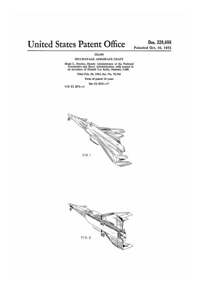 NASA Multi-Stage Aerospace Craft Patent - Space Art, Aviation Art, Aircraft Décor, Space Poster, Space Program, Spacecraft Diagram Art Prints mypatentprints 5X7 Blueprint 