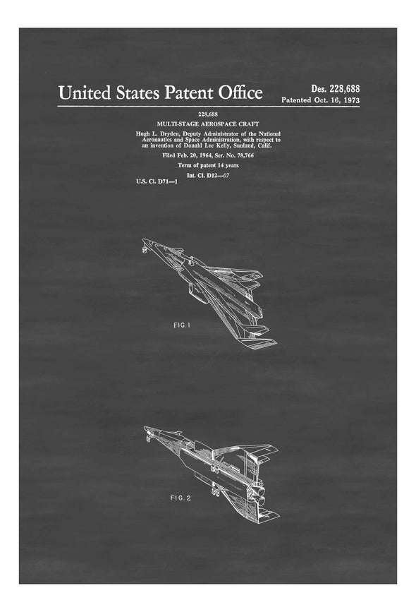 NASA Multi-Stage Aerospace Craft Patent - Space Art, Aviation Art, Aircraft Décor, Space Poster, Space Program, Spacecraft Diagram Art Prints mypatentprints 