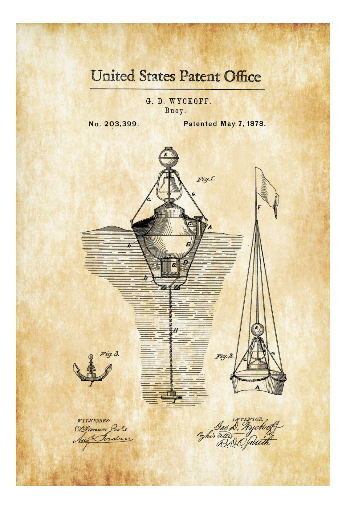 Nautical Buoy Patent Print - Vintage Nautical, Naval Art, Sailor Gift ...