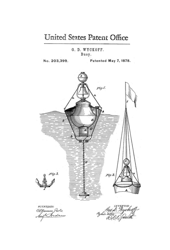Nautical Buoy Patent Print - Vintage Nautical, Naval Art, Sailor Gift, Sailing Decor, Nautical Decor, Beach House Decor, Boating Decor