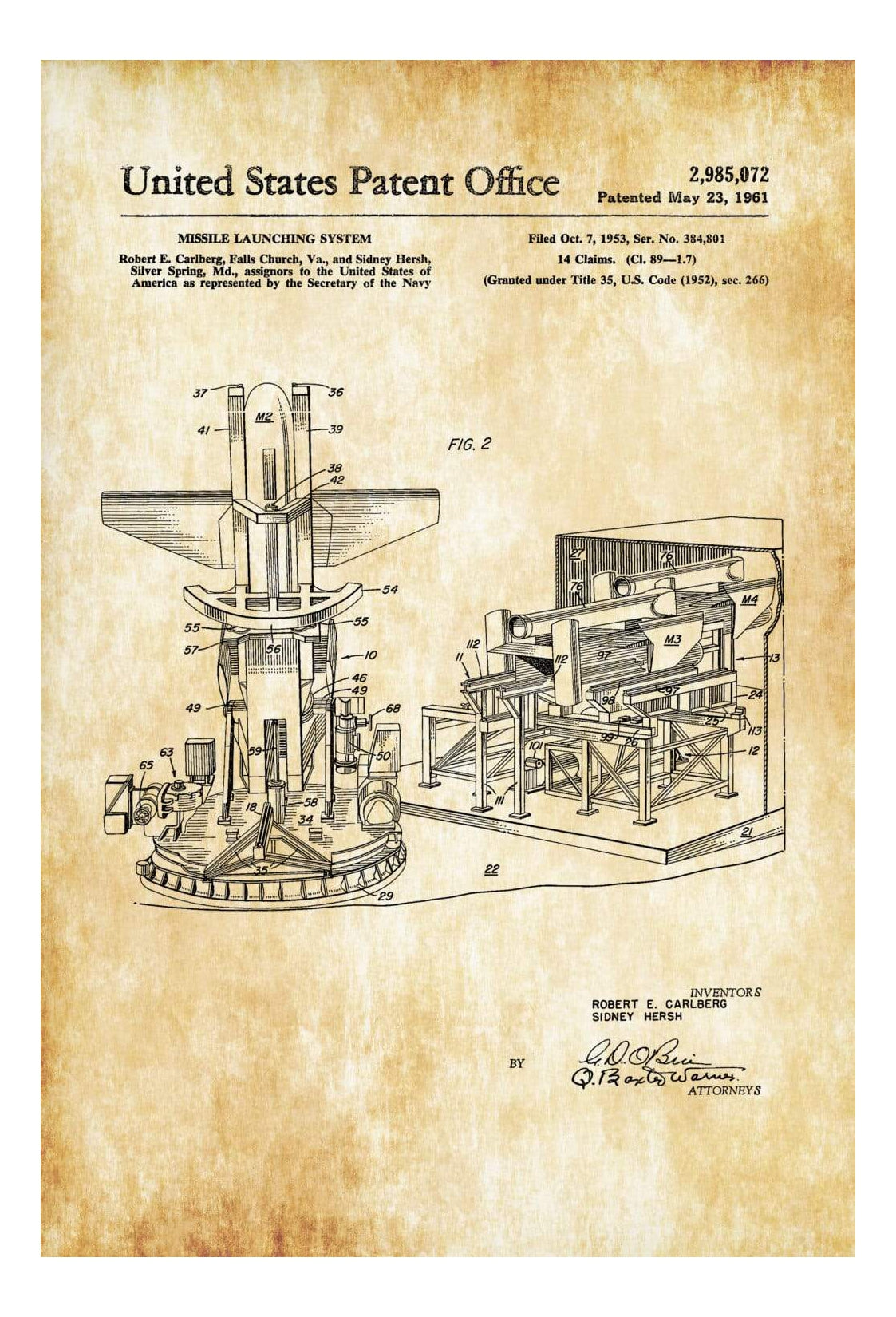 Patented Rockets Navy Missile Launcher Patent 1961 - Space Art, Space Poster, Pilot Gif ...