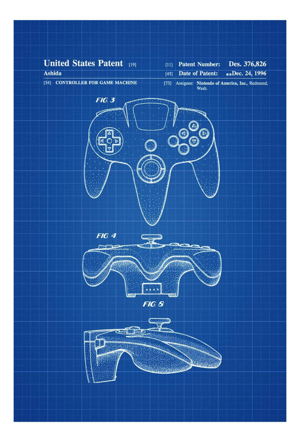 Nintendo 64 Controller Patent - Patent Print, Wall Decor, Nintendo Art, Nintendo Poster, Nintendo 64 Poster, Nintendo Patent, Nintendo 64 mws_apo_generated mypatentprints Parchment #MWS Options 1598334318 