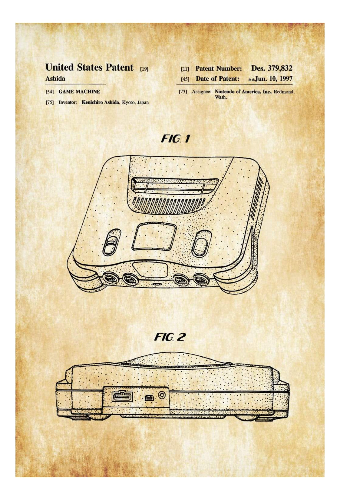 Nintendo 64 Patent 1997 Nintendo Art, Nintendo Poster, Nintendo