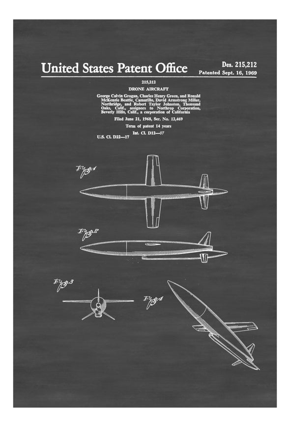 Northrop Drone Aircraft Patent - Vintage Drone Airplane, Airplane Blueprint, Airplane Art, Pilot Gift,  Aircraft Decor, Airplane Poster
