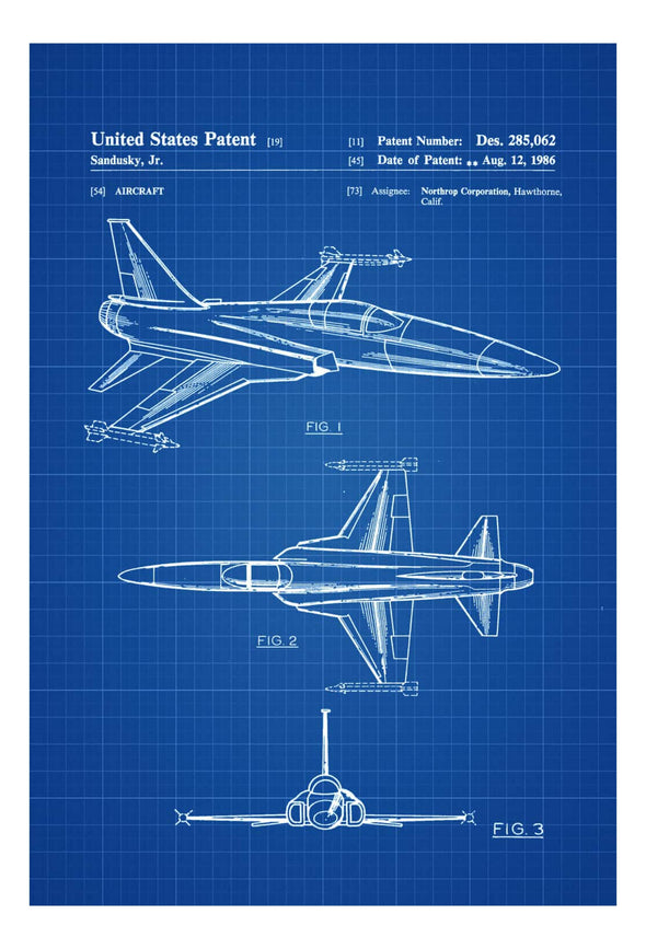 Northrop F-20 Tigershark Aircraft Patent - Vintage Airplane, Airplane Blueprint, Airplane Art, Pilot Gift, Aircraft Decor, Airplane Poster Art Prints mypatentprints 