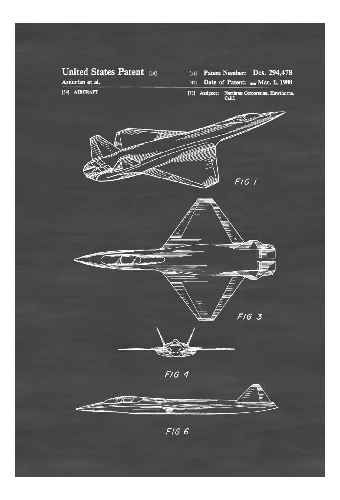 Northrop Stealth Airplane Patent - Airplane Blueprint