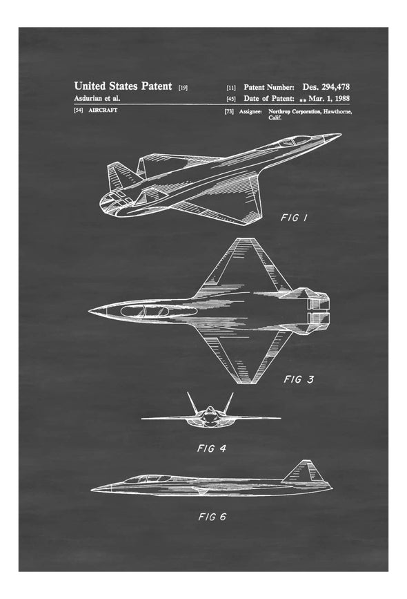 Northrop Stealth Airplane Patent - Airplane Blueprint, Aviation Art, Airplane Art,  Pilot Gift, Aircraft Decor, Airplane Poster, Northrop