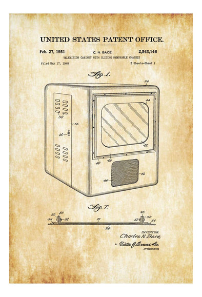 Old Television Patent 1951 - Patent Prints, Vintage Television, Old TV, Vintage TV, TV Set, Technology Patent, Television Patent mws_apo_generated mypatentprints Blueprint #MWS Options 1820697967 