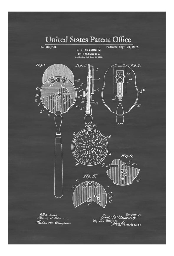 Ophthalmoscope Patent 1902 - Patent Print, Optometry, Doctor Office Decor, Medical Art, Eye Doctor Decor, Doctor Gift, Optometrist Gift mws_apo_generated mypatentprints Chalkboard #MWS Options 3623200164 