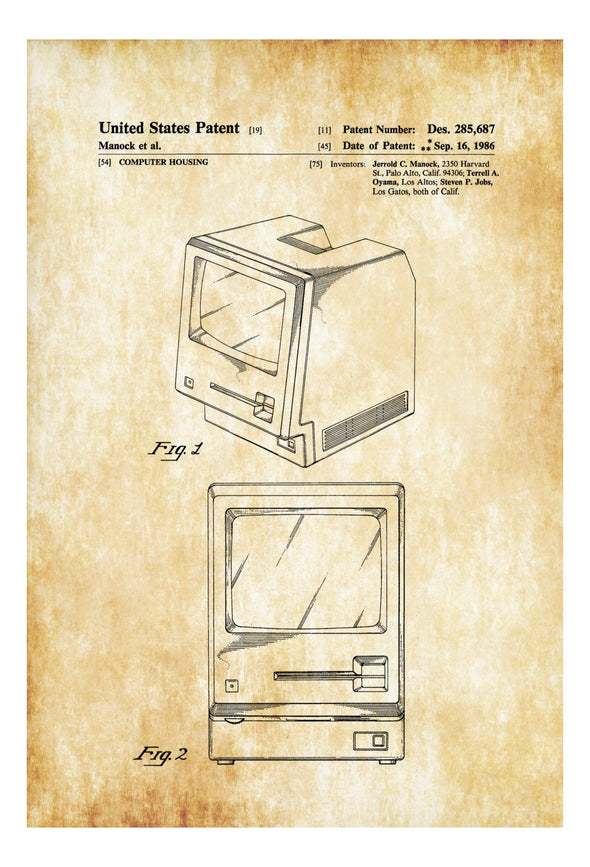 Original Apple Macintosh Computer Patent - Patent Print, Wall Decor, Computer Decor, Vintage Computer, Apple Patent, Steve Jobs Patent