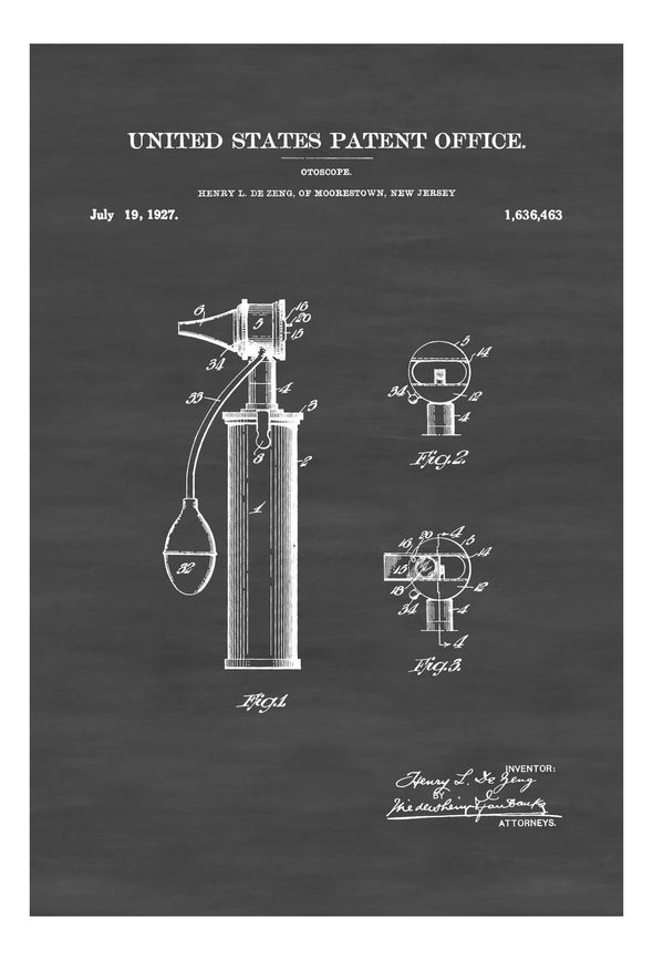 Otoscope Patent 1927 - Patent Print, Wall Decor, Doctor Office Decor, Medical Art, Ear Doctor Decor, Doctor Gift, Doctor Instruments Patent Art Prints mypatentprints 