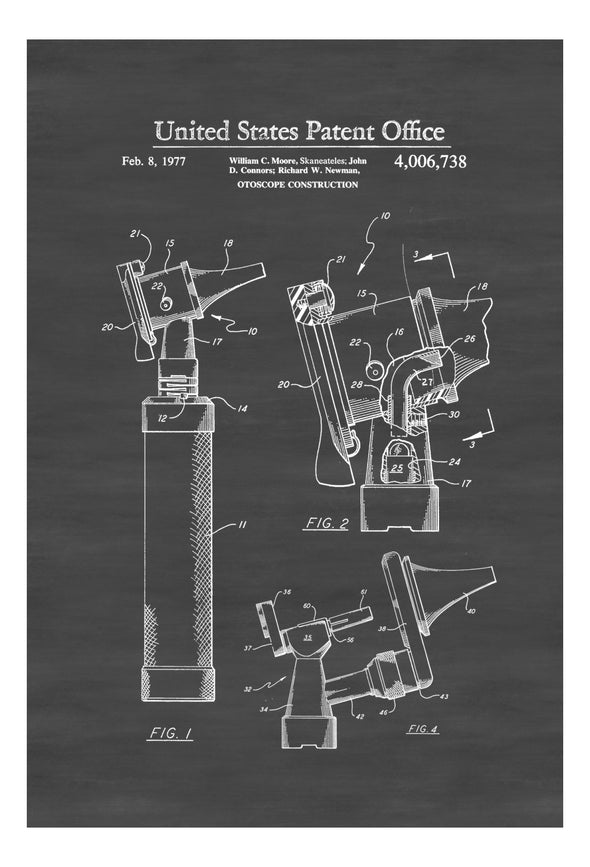 Otoscope Patent 1977 - Patent Print, Wall Decor, Doctor Office Decor, Medical Art, Ear Doctor Decor, Doctor Gift