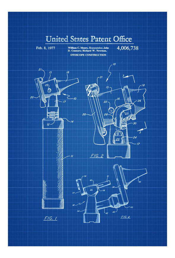 Otoscope Patent 1977 - Patent Print, Wall Decor, Doctor Office Decor, Medical Art, Ear Doctor Decor, Doctor Gift