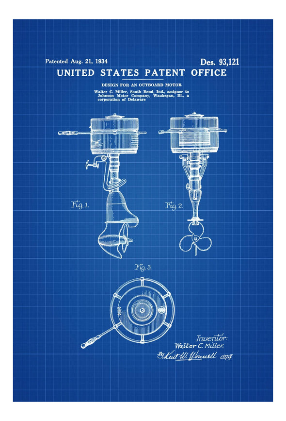Outboard Motor Patent Print - Vintage Propeller, Propeller Blueprint, Naval Art, Sailor Gift, Nautical Décor, Boating Art, Sailing Décor Art Prints mypatentprints 