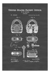Padlock Patent Print 1877 - Wall Decor, Bizarre Art, Bizarre Decor, Vintage Tools, Vintage Padlock, Antique Lock