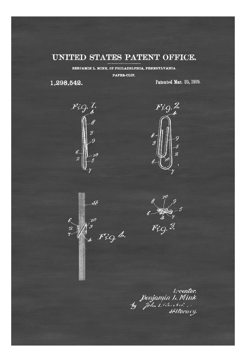 Paper Clip Patent - Patent Print, Office Art, Office Decor, Secretary ...