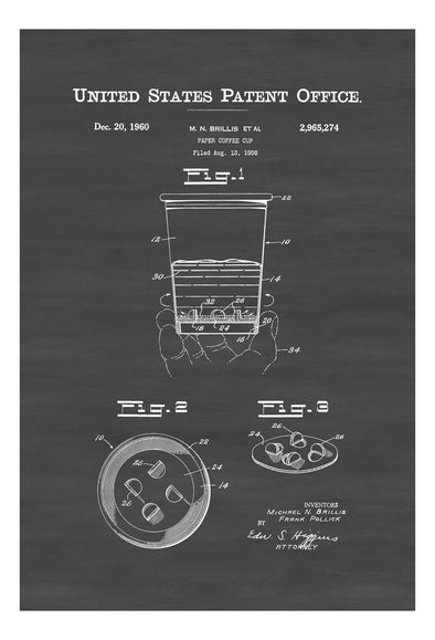 Paper Coffee Cup Patent Print - Decor, Kitchen Decor, Restaurant Decor, Patent Print, Wall Decor, Paper Cup Patent, Coffee Shop Decor Art Prints mypatentprints 10X15 Parchment 