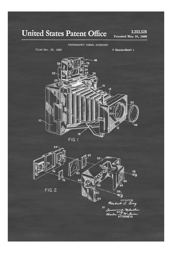 Photographic Camera Patent - Patent Print, Wall Decor, Photography Art, Camera Art, Photography Patent