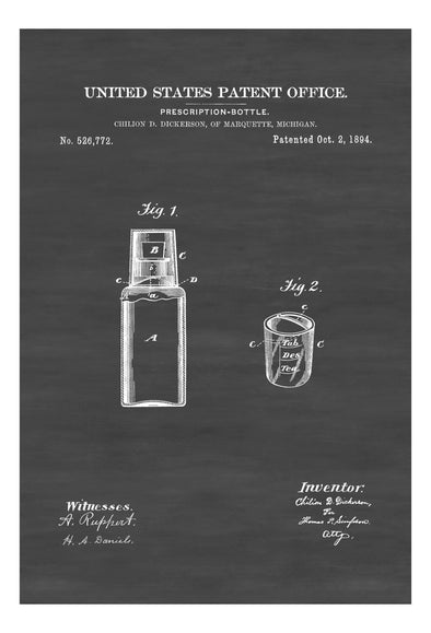Prescription Bottle Patent - Patent Print, Vintage Bottle, Bottle Collectibles, Pharmacy Décor, Doctor Office Décor, Rx Décor, Pharmacist mws_apo_generated mypatentprints Parchment #MWS Options 3538266611 