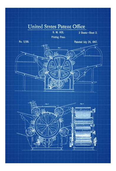 Printing Press Patent 1847 - Patent Print, Printing Press, Old Press, Printing Patent, Industrial Art, Book Lover, Writer Gift mws_apo_generated mypatentprints Chalkboard #MWS Options 1600431471 