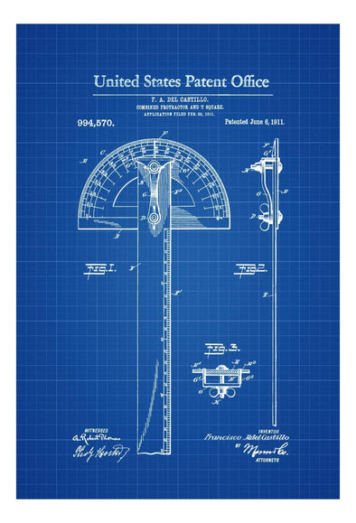 Protractor and T Square Patent 1911 - Patent Print, Office Decor, Vintage Instruments, Tool Art, Architect Gifts mws_apo_generated mypatentprints Parchment #MWS Options 3606489589 