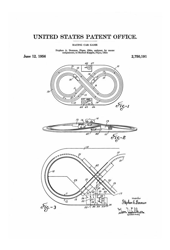 Racing Car Game Patent - Patent Print, Kids Room Decor, Game Patent, Toy Patent, Vintage Patent, Game Room Art, Vintage Toy, Racing Game Art Prints mypatentprints 