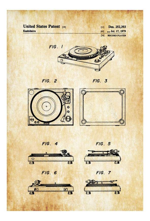 Record Player Patent - Patent Print, Wall Decor, Record Player Poster, Patent, Home Theater Decor, Music Buff, Vintage Record Player