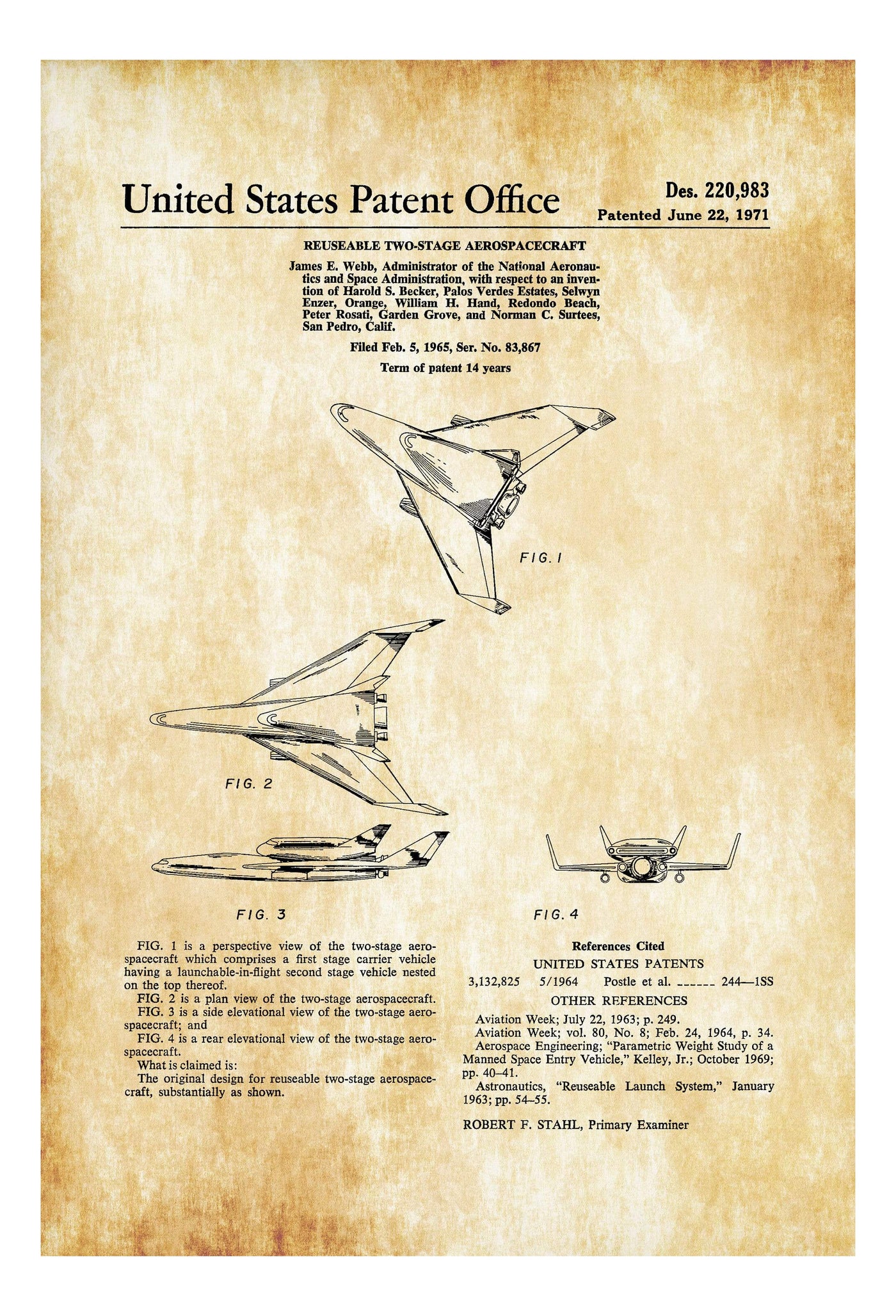 Reusable Aerospacecraft Patent - Space Art, Aviation Art