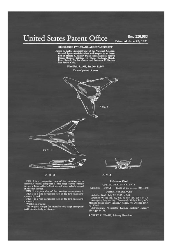 Reusable Aerospacecraft Patent - Space Art, Aviation Art, Blueprint, Pilot Gift, Aircraft Decor, Space Poster, Space Program, Spacecraft Art Prints mypatentprints 