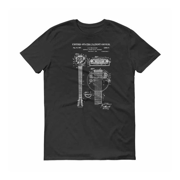 Rickenbacker Steel Guitar Patent T-Shirt - Musician Shirt, Music Art, Musician Gift, Guitar T-Shirt, Rickenbacker Guitar Patent, Frying Pan Shirts mypatentprints 3XL Black 
