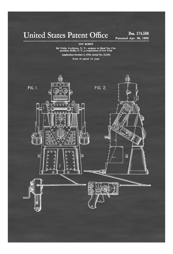 Robert the Robot Toy Patent Poster -  Patent Print, Wall Decor, Vintage Toy, Robot Art, Toy Room Decor, Retro Art, Retro Toys, Retro Patent