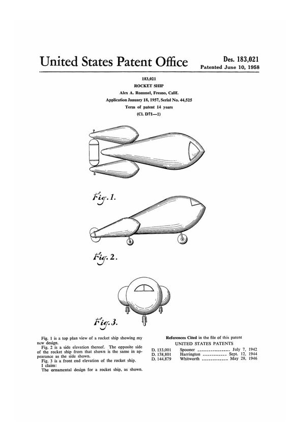 Rocket Ship Patent Print - Space Art, Space Poster, Space Program, Rocket Blueprint, Pilot Gift, Aircraft Decor, Rocket Diagrams, Aviation