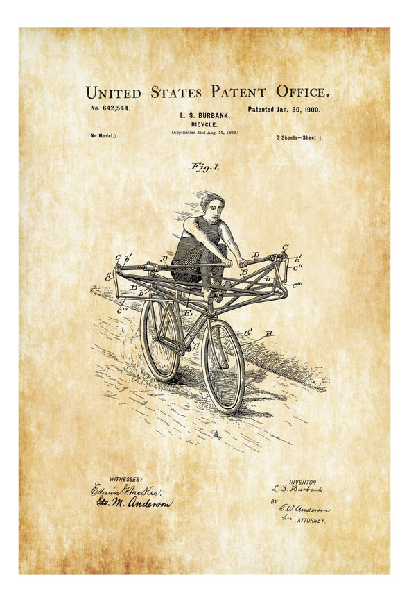 Rowing Bicycle Patent - Vintage Bicycle, Bicycle Blueprint, Bicycle Art, Cyclist Gift, Bicycle Decor, Bicycling Enthusiast, Bicycle Patent mws_apo_generated mypatentprints Blueprint #MWS Options 3509168621 