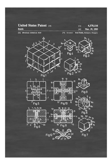 Rubik&#39;s Cube Patent - Patent Print, Wall Decor, Toy Patent, Toy Decor, Kid Room Decor, Game Room Decor mws_apo_generated mypatentprints Blueprint #MWS Options 1444915751 