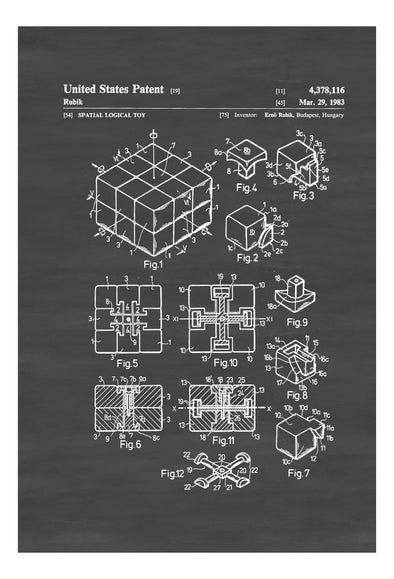 Rubik&#39;s Cube Patent - Patent Print, Wall Decor, Toy Patent, Toy Decor, Kid Room Decor, Game Room Decor mws_apo_generated mypatentprints Blueprint #MWS Options 1669571946 