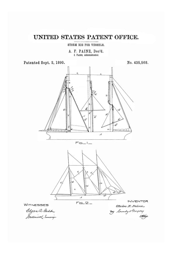 Sail Boat Storm Rig Patent Print - Vintage Sailboat, Sailboat Decor, Boat Blueprint, Naval Art, Sailor Gift, Nautical Decor, Sailboat Art Prints mypatentprints 