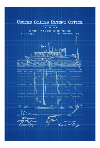 Salvage Ship Patent 1873 - Patent Print, Vintage Nautical, Naval Art, Sailor Gift, Sailing Decor, Nautical Decor, Ship Decor, Boating Decor Art Prints mypatentprints 10X15 Parchment 