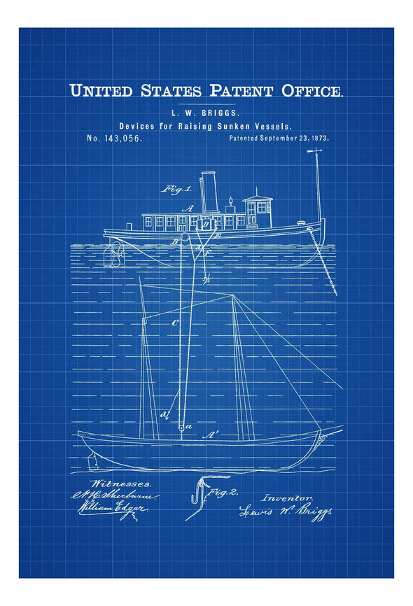 Salvage Ship Patent 1873 - Patent Print, Vintage Nautical, Naval Art, Sailor Gift, Sailing Decor, Nautical Decor, Ship Decor, Boating Decor mws_apo_generated mypatentprints Parchment #MWS Options 1105570333 