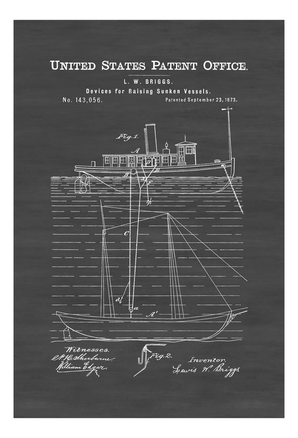 Salvage Ship Patent 1873 - Patent Print, Vintage Nautical, Naval Art, Sailor Gift, Sailing Decor, Nautical Decor, Ship Decor, Boating Decor Art Prints mypatentprints 