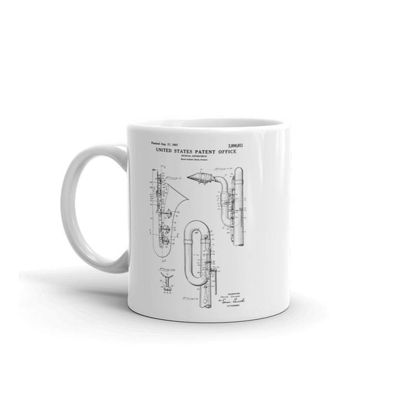 Saxophone Patent Mug - Patent Mug, Musician Mug, Music Art, Saxophone Mug, Musician Gift, Band Director Gift, Marching Band