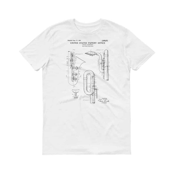 Saxophone Patent T-Shirt - Patent Shirt, Musician Shirt, Music Art, Saxophone T Shirt, Musician Gift, Band Director Gift, Marching Band Shirts mypatentprints 