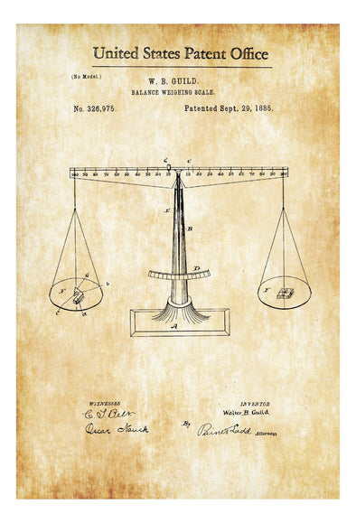 Scales (of Justice) Patent Print - Decor, Law Firm Decor, Lawyer Gift, Patent Print, Wall Decor