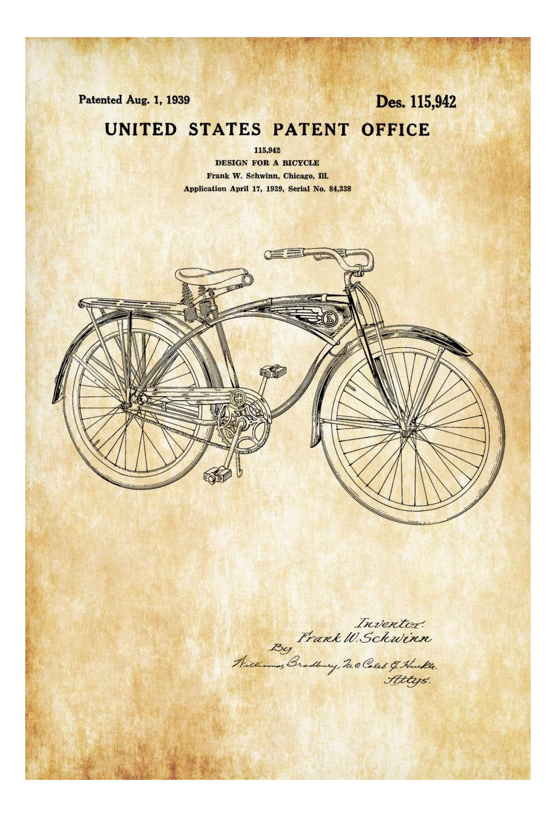 schwinn bicycle sign Schwinn Bicycle Patent